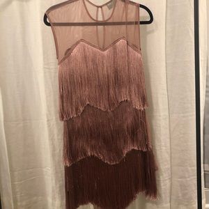 Pink fringe cocktail dress